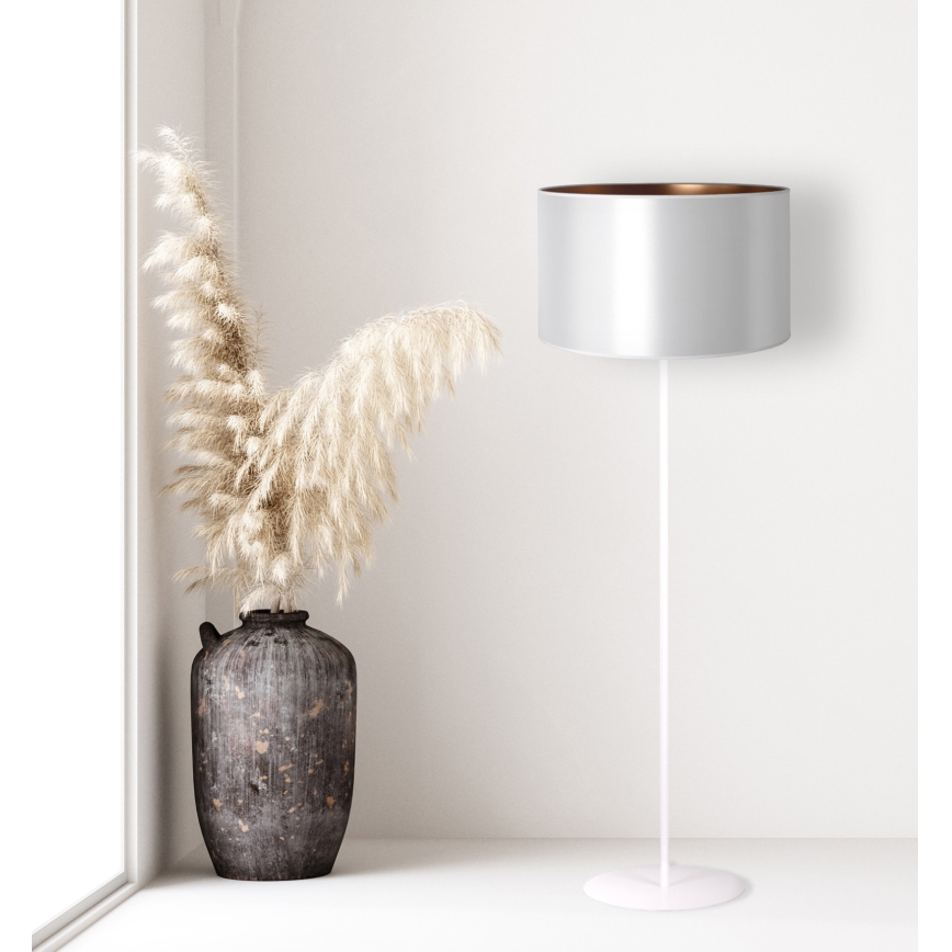 Duolla - Gulvlampe CANNES 1xE27/15W/230V diameter 45 cm sølvfarvet/kobber/hvid