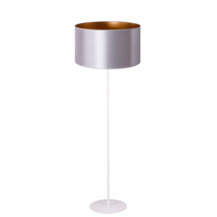 Duolla - Gulvlampe CANNES 1xE27/15W/230V diameter 45 cm sølvfarvet/kobber/hvid
