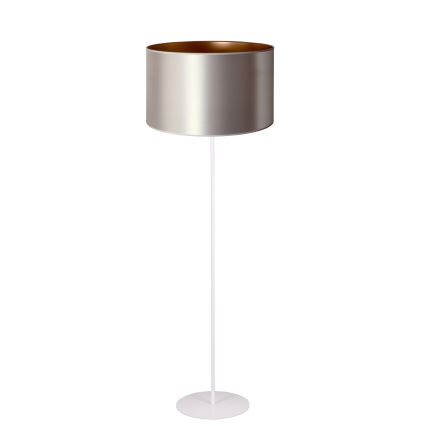 Duolla - Gulvlampe CANNES 1xE27/15W/230V diameter 45 cm sølvfarvet/kobber/hvid