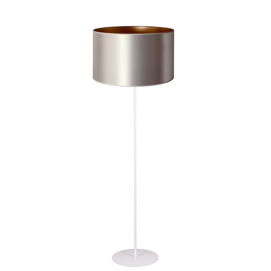 Duolla - Gulvlampe CANNES 1xE27/15W/230V diameter 45 cm sølvfarvet/kobber/hvid