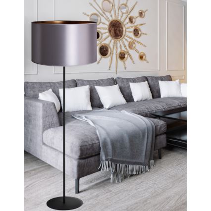 Duolla - Gulvlampe CANNES 1xE27/15W/230V diameter 45 cm sølvfarvet/kobber/sort
