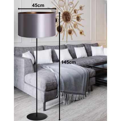 Duolla - Gulvlampe CANNES 1xE27/15W/230V diameter 45 cm sølvfarvet/kobber/sort