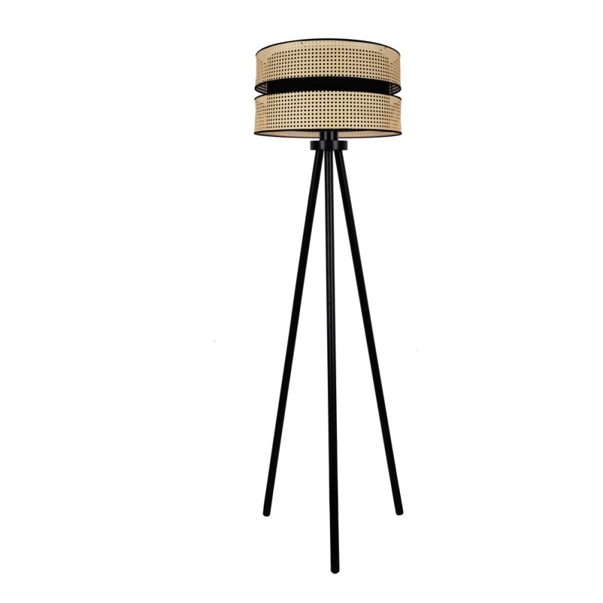 Duolla - Gulvlampe DUO 1xE27/15W/230V diameter 40 cm Rattan/sort