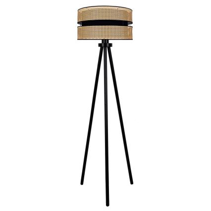Duolla - Gulvlampe DUO 1xE27/15W/230V diameter 40 cm Rattan/sort