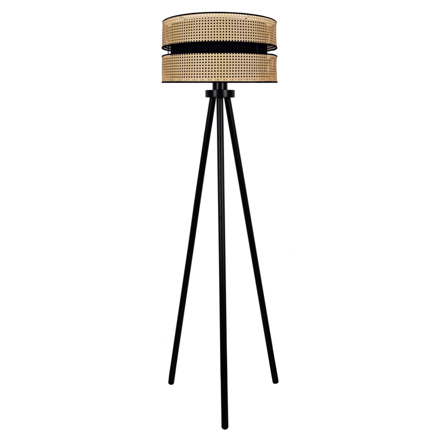 Duolla - Gulvlampe DUO 1xE27/15W/230V diameter 40 cm Rattan/sort