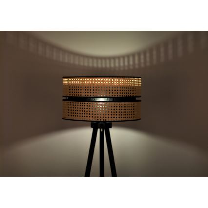 Duolla - Gulvlampe DUO 1xE27/15W/230V diameter 40 cm Rattan/sort