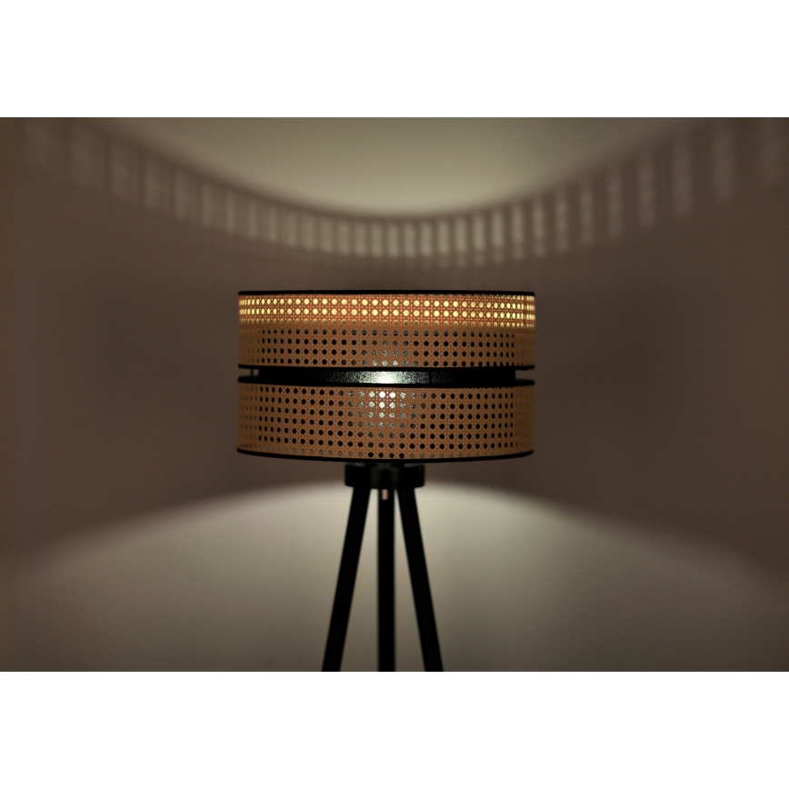 Duolla - Gulvlampe DUO 1xE27/15W/230V diameter 40 cm Rattan/sort