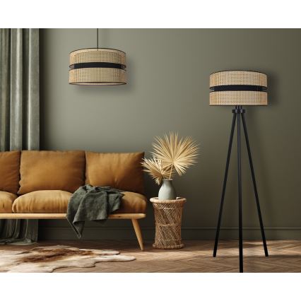 Duolla - Gulvlampe DUO 1xE27/15W/230V diameter 40 cm Rattan/sort