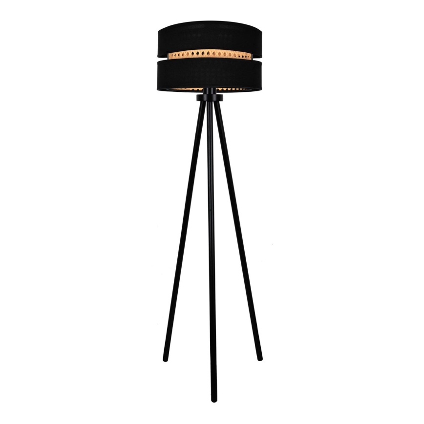 Duolla - Gulvlampe DUO 1xE27/15W/230V diameter 40 cm sort/Rattan