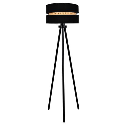 Duolla - Gulvlampe DUO 1xE27/15W/230V diameter 40 cm sort/Rattan