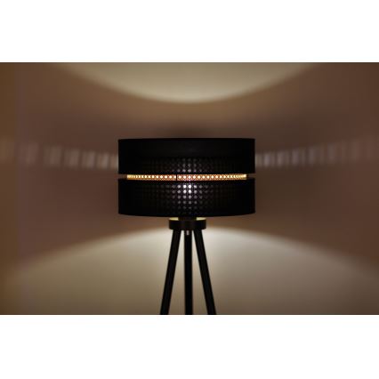 Duolla - Gulvlampe DUO 1xE27/15W/230V diameter 40 cm sort/Rattan