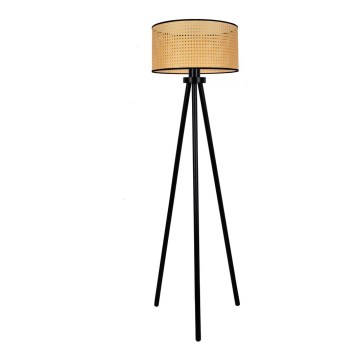Duolla - Gulvlampe ROLLER 1xE27/15W/230V diameter 45 cm Rattan/sort