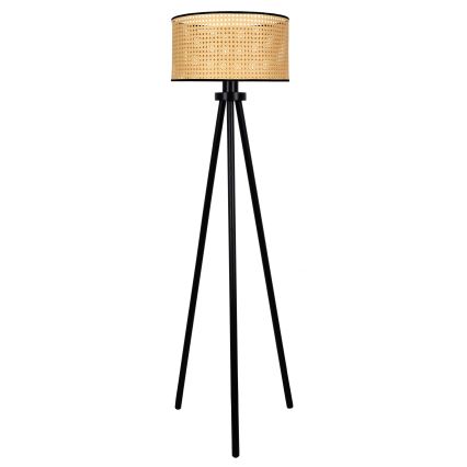 Duolla - Gulvlampe ROLLER 1xE27/15W/230V diameter 45 cm Rattan/sort