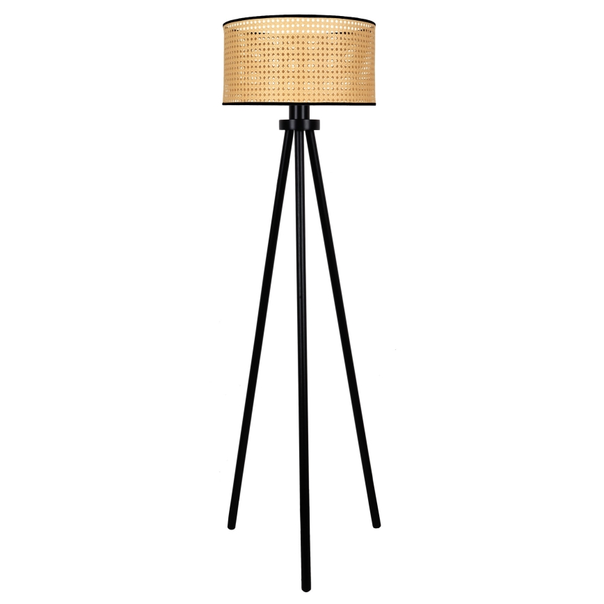 Duolla - Gulvlampe ROLLER 1xE27/15W/230V diameter 45 cm Rattan/sort