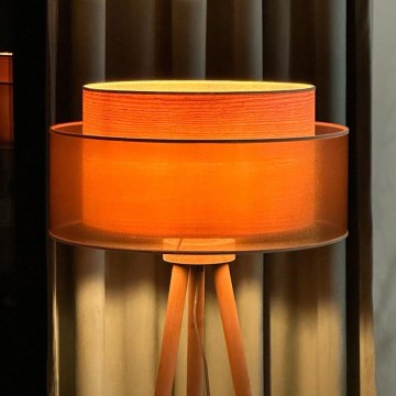 Duolla - Gulvlampe WOOD BOHO 1xE27/15W/230V diameter 45 cm kobber/brun/beige