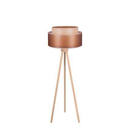 Duolla - Gulvlampe WOOD BOHO 1xE27/15W/230V diameter 45 cm kobber/brun/beige