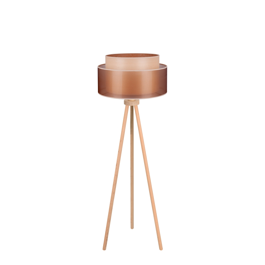 Duolla - Gulvlampe WOOD BOHO 1xE27/15W/230V diameter 45 cm kobber/brun/beige