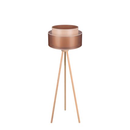 Duolla - Gulvlampe WOOD BOHO 1xE27/15W/230V diameter 45 cm kobber/brun/beige