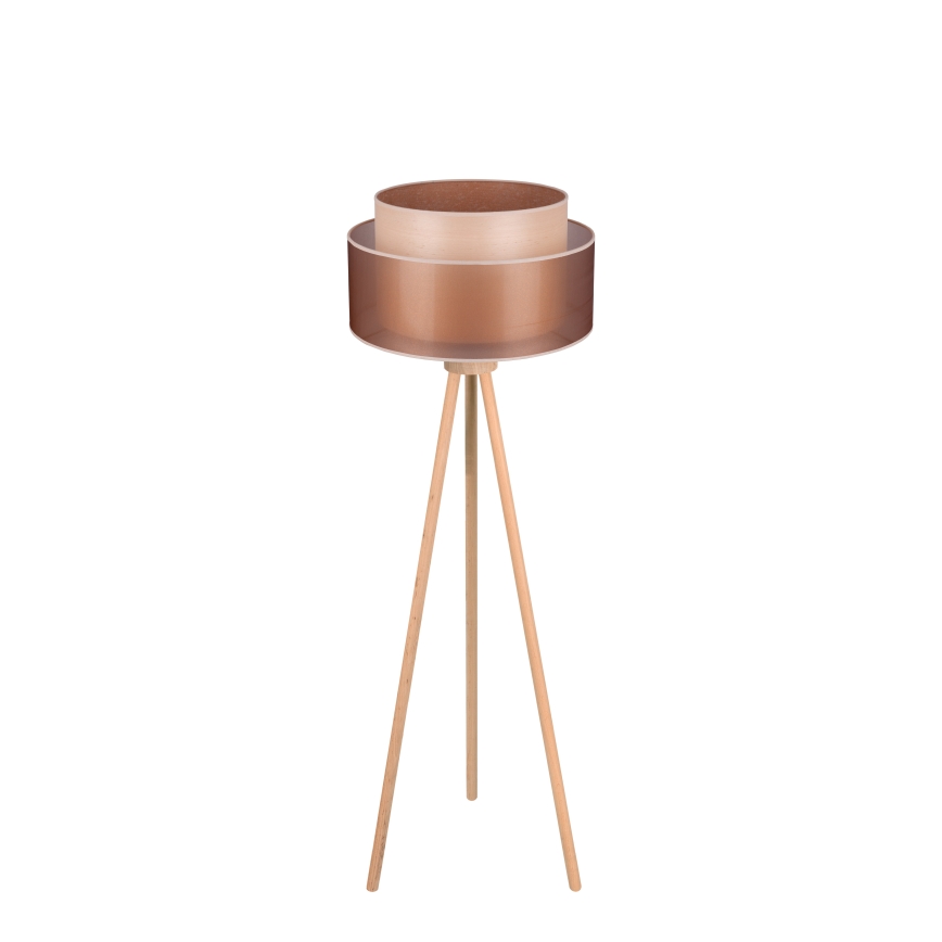 Duolla - Gulvlampe WOOD BOHO 1xE27/15W/230V diameter 45 cm kobber/brun/beige