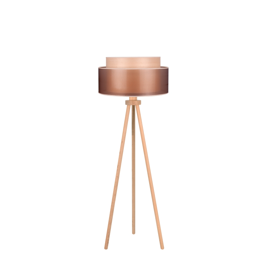 Duolla - Gulvlampe WOOD BOHO 1xE27/15W/230V diameter 45 cm kobber/brun/beige