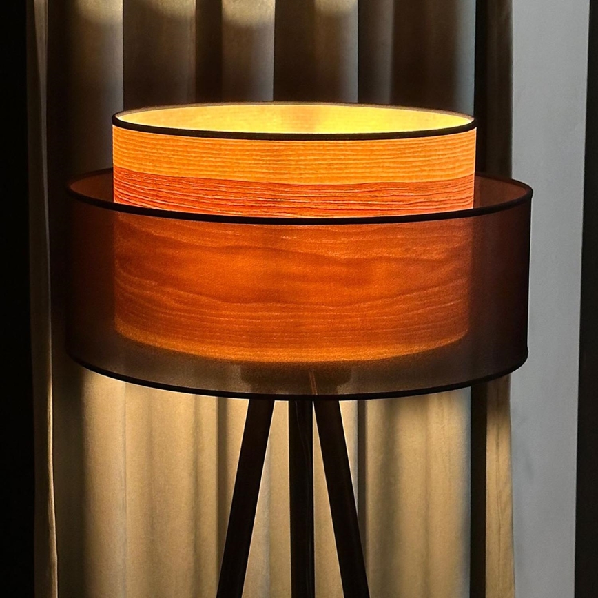 Duolla - Gulvlampe WOOD BOHO 1xE27/15W/230V diameter 45 cm sort/beige