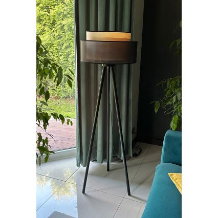 Duolla - Gulvlampe WOOD BOHO 1xE27/15W/230V diameter 45 cm sort/beige