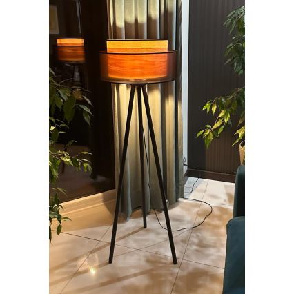 Duolla - Gulvlampe WOOD BOHO 1xE27/15W/230V diameter 45 cm sort/beige