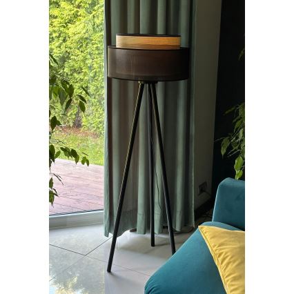 Duolla - Gulvlampe WOOD BOHO 1xE27/15W/230V diameter 45 cm sort/beige