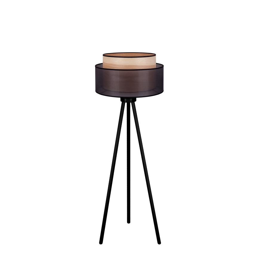 Duolla - Gulvlampe WOOD BOHO 1xE27/15W/230V diameter 45 cm sort/beige
