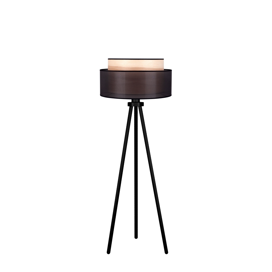 Duolla - Gulvlampe WOOD BOHO 1xE27/15W/230V diameter 45 cm sort/beige