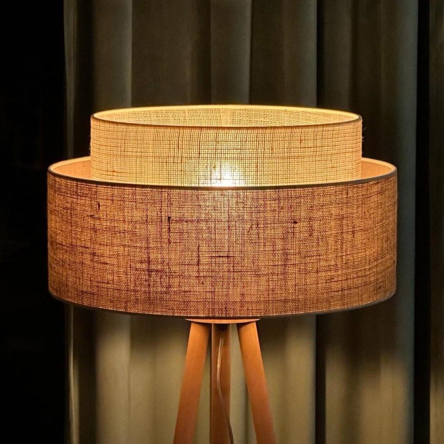 Duolla - Gulvlampe YUTE BOHO 1xE27/15W/230V diameter 45 cm brun/cremefarvet