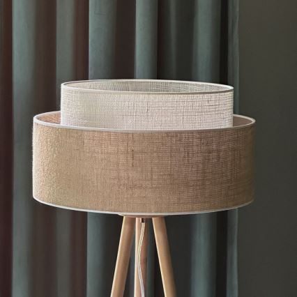 Duolla - Gulvlampe YUTE BOHO 1xE27/15W/230V diameter 45 cm brun/cremefarvet