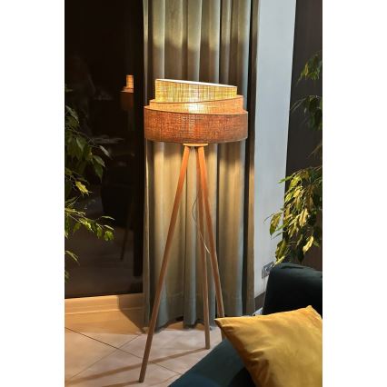 Duolla - Gulvlampe YUTE TRIO 1xE27/15W/230V diameter 45 cm brun/grå/beige