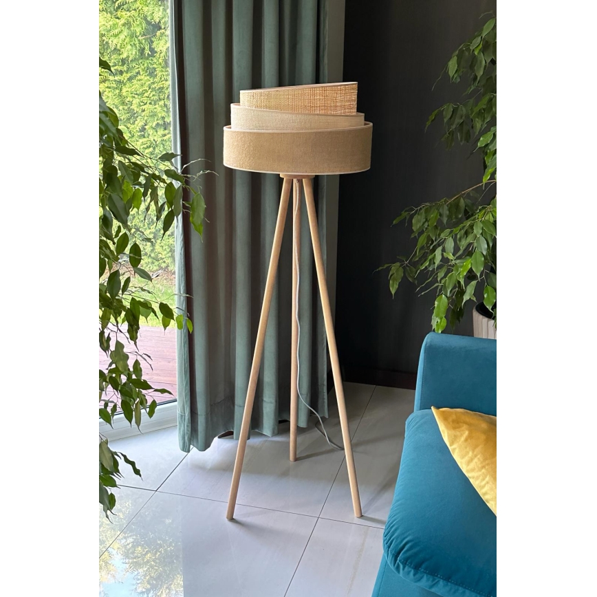 Duolla - Gulvlampe YUTE TRIO 1xE27/15W/230V diameter 45 cm brun/grå/beige