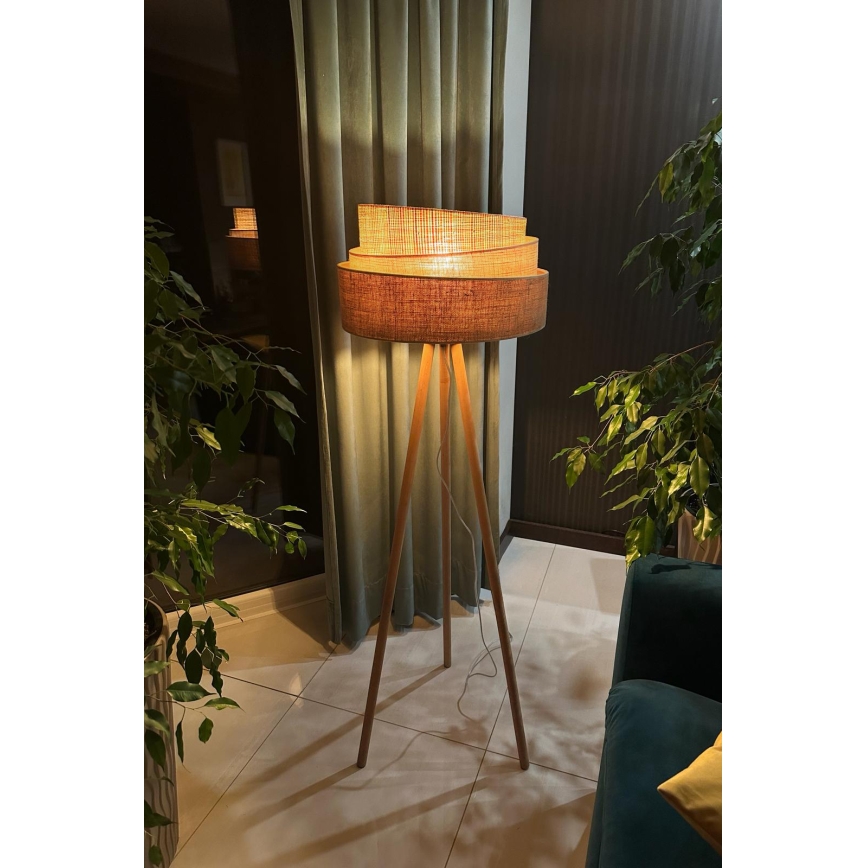 Duolla - Gulvlampe YUTE TRIO 1xE27/15W/230V diameter 45 cm brun/grå/beige