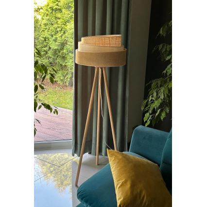 Duolla - Gulvlampe YUTE TRIO 1xE27/15W/230V diameter 45 cm brun/grå/beige