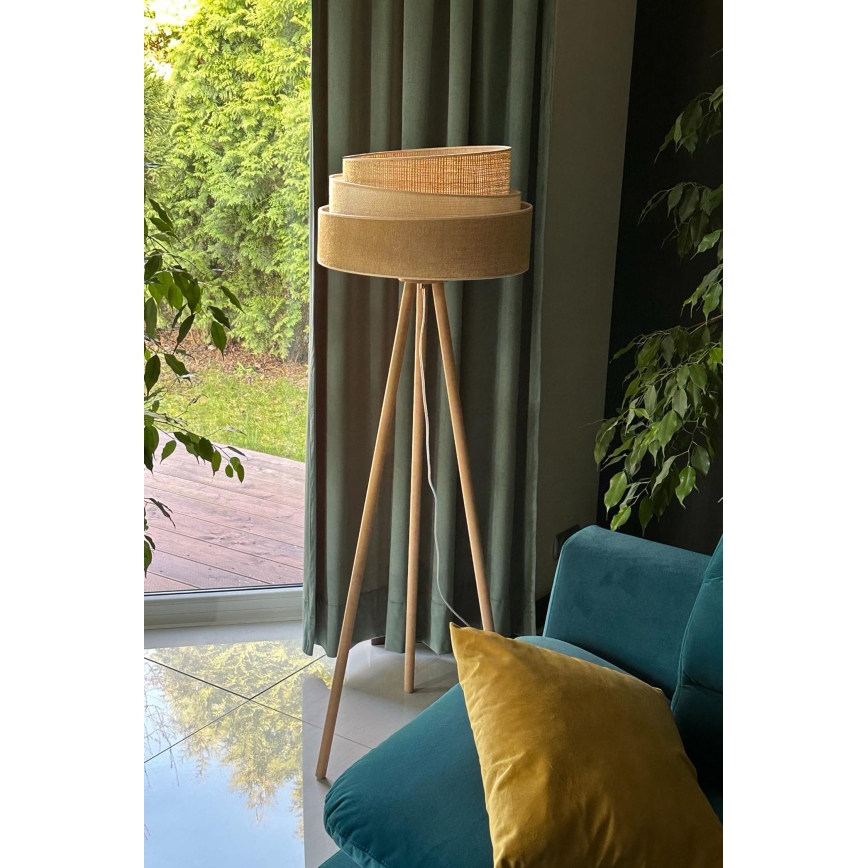 Duolla - Gulvlampe YUTE TRIO 1xE27/15W/230V diameter 45 cm brun/grå/beige