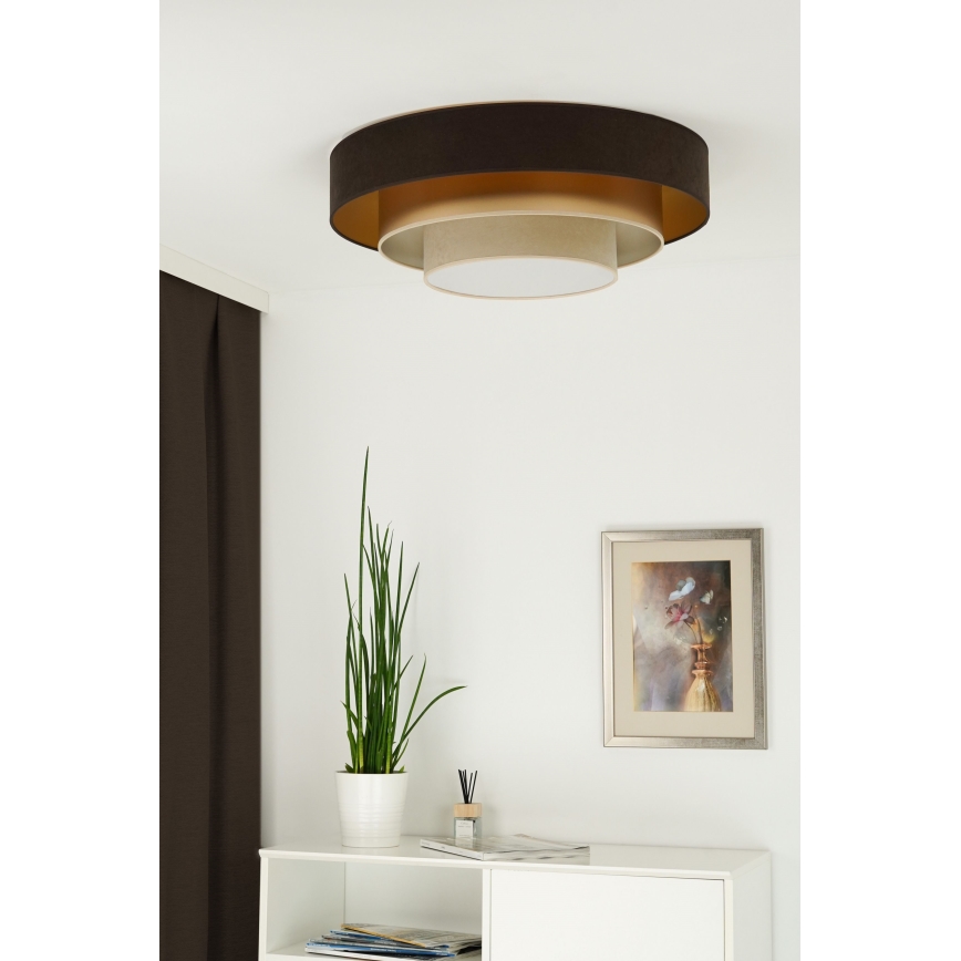Duolla - LED loftlampe LUNETA LED/26W/230V diameter 60 cm 4000K brun/guldfarvet/cremefarvet