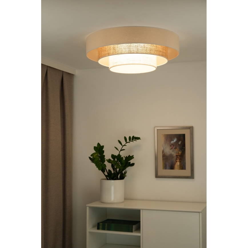 Duolla - LED loftlampe LUNETA LED/26W/230V diameter 60 cm 4000K Rattan/beige/brun