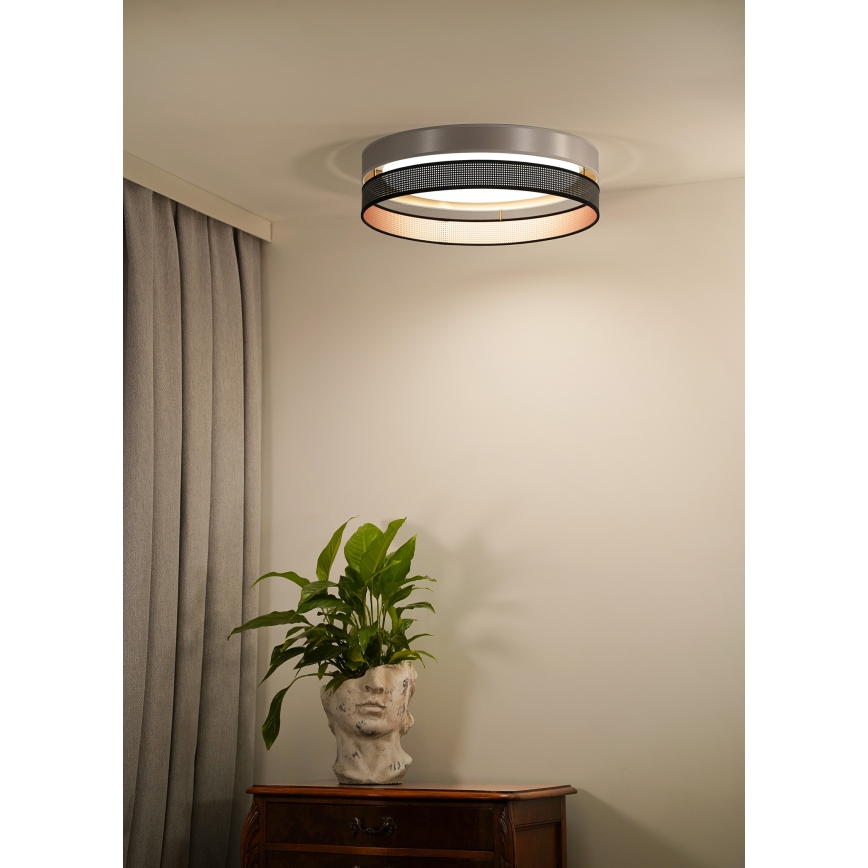 Duolla - LED loftlampe ROLLER DUO SHINY LED/24W/230V diameter 45 cm sølvfarvet/sort