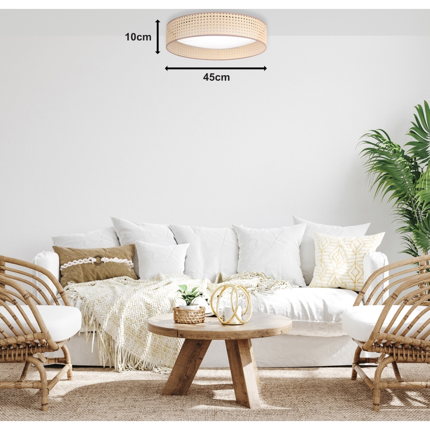 Duolla - LED loftlampe ROLLER LED/24W/230V diameter 45 cm Rattan