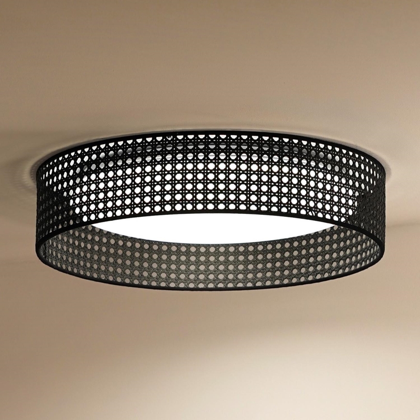 Duolla - LED loftlampe ROLLER RATTAN LED/24W/230V diameter 45 cm sort