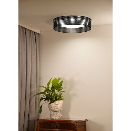 Duolla - LED loftlampe ROLLER RATTAN LED/24W/230V diameter 45 cm sort