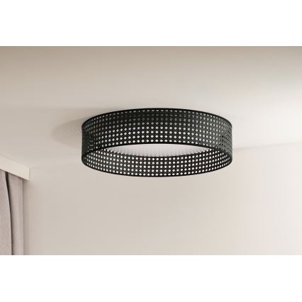 Duolla - LED loftlampe ROLLER RATTAN LED/24W/230V diameter 45 cm sort