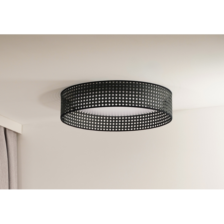 Duolla - LED loftlampe ROLLER RATTAN LED/24W/230V diameter 45 cm sort