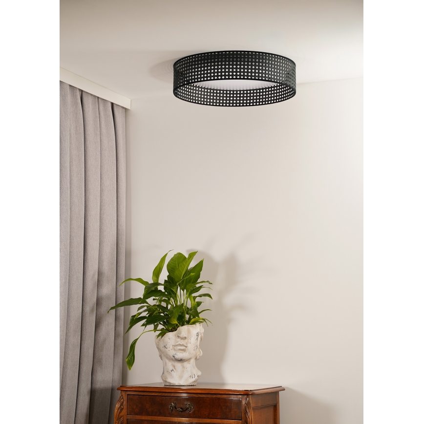 Duolla - LED loftlampe ROLLER RATTAN LED/24W/230V diameter 45 cm sort
