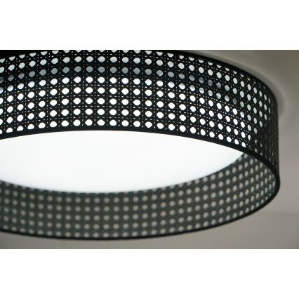 Duolla - LED loftlampe ROLLER RATTAN LED/24W/230V diameter 45 cm sort