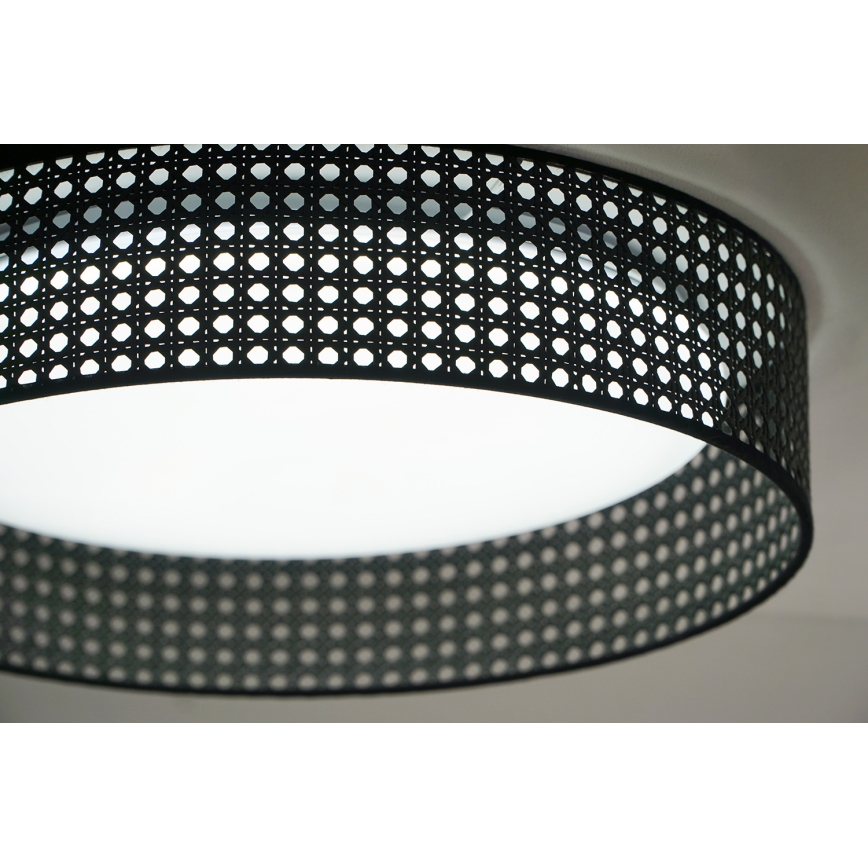 Duolla - LED loftlampe ROLLER RATTAN LED/24W/230V diameter 45 cm sort