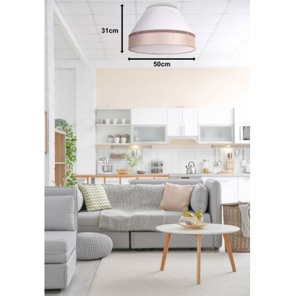 Duolla - Loftlampe AVIGNON 1xE27/15W/230V diameter 50 cm hvid/beige