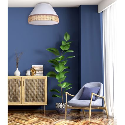 Duolla - Loftlampe AVIGNON 1xE27/15W/230V diameter 50 cm hvid/Rattan